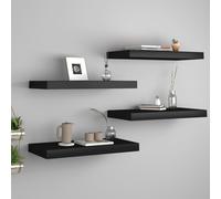 Floating Wall Shelf Black Honeycomb MDF Metal 50x23x3.8 cm Invisible Mount 4pcs