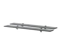 Floating Wall Shelf Black Tempered Glass 80x10cm 8mm Zinc Brackets 2pcs Load10kg