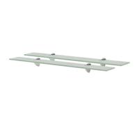 Floating Wall Shelf Clear 70x20cm Tempered Glass 8mm Zinc Clip Brackets 2pc Pack