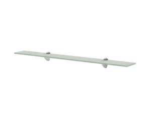 Floating Wall Shelf Clear 80x10cm 8mm Tempered Glass Zinc Clip Brackets 2pc 10kg