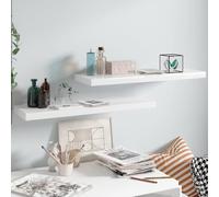 Floating Wall Shelf Oak White Honeycomb MDF Metal 80x23.5x3.8cm 2pcsInvisibleFix
