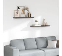 Floating Wall Shelf Set 2pcs High Gloss Grey 80x23.5x3.8cm Honeycomb MDF Metal.