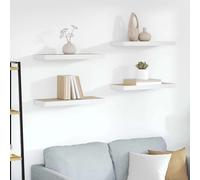 Floating Wall Shelf Set 4pc Oak & White Honeycomb MDF Metal 60x23.5x3.8cm Decor