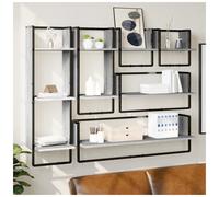 Floating Wall Shelf Set 6-Piece Grey Sonoma 100x25x30cm Engineered Wood Modern.