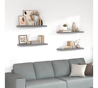 Floating Wall Shelf Set Grey 4pcs 80x23.5x3.8cm Honeycomb MDF Metal InvisibleFix