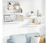 Floating Wall Shelf Set High Gloss White 80x23.5x3.8cm Honeycomb MDF (4) Metal.