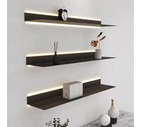 Floating Wall Shelf with Illumination - Heavy Duty Hanging Book Display for Living Room Decor, Set of 2