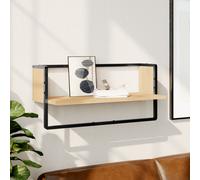 Floating Wall Shelf with Metal Bar Display Storage Shelf Engineered Wood