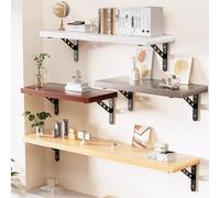 Floating Wall Shelf with Metal Bracket40x30cm/16x12inStylish Hanging Storage Display for Books Plants and Home DecorNatural Wood Finish Modern Organizer