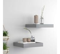 Floating Wall Shelves 2 pcs Grey 23x23.5x3.8 cm Honeycomb MDF & Metal Invisible