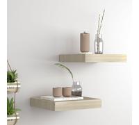 Floating Wall Shelves 2 pcs Oak 23x23.5x3.8 cm MDF Berkfield Home Brown One Size