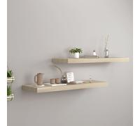 Floating Wall Shelves 2 pcs Oak 80x23.5x3.8 cm MDF Berkfield Home Brown One Size
