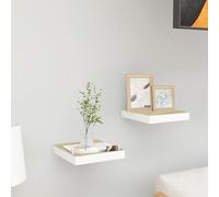 Floating Wall Shelves 2 pcs Oak and White 23x23.5x3.8 cm MDF Berkfield Home Brown One Size