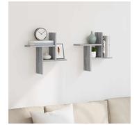 Floating Wall Shelves 2pc Grey Sonoma 38x12x38cm Engineered Wood Display Modern