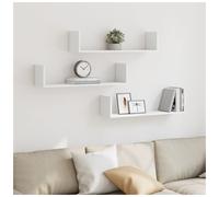 Floating Wall Shelves 3pc White Engineered Wood 80 x 18 x 18 cm Slim SpaceSaving