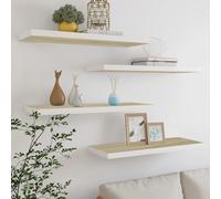 Floating Wall Shelves 4 pcs Oak and White 80x23.5x3.8 cm MDF Berkfield Home Brown One Size