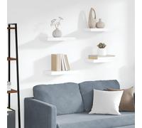 Floating Wall Shelves 4pc White Honeycomb MDF Metal 40x23x3.8cm Set Slim Modern