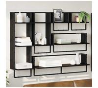 Floating Wall Shelves 6pc Black Oak Engineered Wood 100x25x30cm Modern. Display