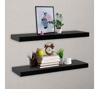 Floating Wall Shelves Black MDF 100x20x3.8cm 2pc Invisible Mount Modern Display