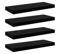 vidaXL 4x Floating Wall Shelves High Gloss Black 60x23.5x3.8 cm MDF Bookcase