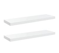 vidaXL 2x Floating Wall Shelves High Gloss White 80x23.5x3.8 cm MDF Bookcase
