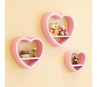 Floating Wall Shelves, Heart Shape Decor, Set of 3 for Home Storage in Living Room, Bedroom, Bathroom