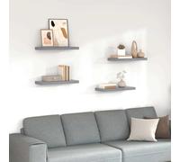 vidaXL 4x Floating Wall Shelves Grey 60x23.5x3.8 cm MDF Display Hanging Rack