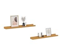 Floating Wall Shelves with Shelf 2 Pcs Display Storage Shelving Unit Wood