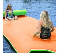 Floating Water Pad, 3-Layer XPE Foam Floating Mat for Water Recreation, Floating Island for Pools, Lakes, and Beach,Orange,5.5m x 1.8m x 3.3cm