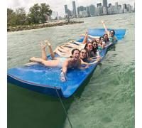 Floating Water Pad Mat, Lily Pads, Bouncy Tear-Resistant 3-Layer XPE Foam, Roll-Up Floating Island River Rafts for Pool Lake Ocean,Blue,1.8mx0.9mx3.3cm