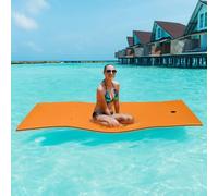 Floating Water Pad Mat, Lily Pads Bouncy Tear-Resistant 3-Layer XPE Foam, Roll-Up Floating Island River Rafts for Pool Lake Ocean,Orange,3.5m x 1.8m x 3.3cm