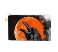 Floating Whale in Upside Coin Purse Canvas Change Pouch with Zipper Small Cosmetic Organizer Bag Women Wallet for Car Keys, Credit Cards, Cash, Lipstick, Crow Opens His Mouth, One Size, Crow Opens His