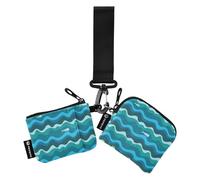 Floating Whales Blue Waves Dual Wristlet Wallets for Women Thin Flat Coin Purse Wallet Bag with Keychain for Men Women 2 Pcs, Floating Whales, One Size