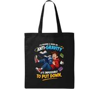 Floating While Reading About Anti Gravity Natural Cotton Tote Bag Black