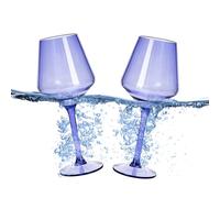 Floating Wine Glasses for Pool (18 Oz | Set of 2) - Wine Glass Set That Float | Shatterproof Poolside Wine | Beach Glass | Outdoor Tritan Plastic Glassware with Stem for Patio, Picnic - Bright Purple