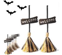 Floating Witch Broom, 2025 New Halloween Moving Broom, Realistic Floating & Walking Motion, Eerie Red LED Glow & Creepy Sound Effects, For Scaring Guests or Delighting Partygoers (2PCS)