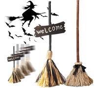 Floating Witch Broom, Dancing Witch Broom, Haunted Dancing Brooms, Halloween Witch Flying Broomstick with Spooky Sound, Animated Haunted Dancing Moving Broomstick for Indoor Party Home Decor (AB)