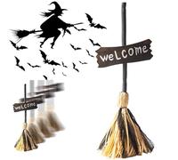 Floating Witch Broom, Dancing Witch Broom, Haunted Dancing Brooms, Halloween Witch Flying Broomstick with Spooky Sound, Animated Haunted Dancing Moving Broomstick for Indoor Party Home Decor (B)