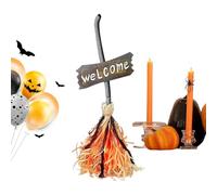 Floating Witch Broom,Red Light Animated Halloween Dancing Broom | Realistic Walking Scene Props with Scary Laughter for Homeowners Event Planners Parents