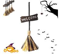 Floating Witch's Broom,Halloween Witch Flying Broomstick, Sound & Touch Activated with LED Lights and Spooky Sounds,Animated Haunted Dancing Moving Broomstick for Indoor Party Home Decor (1pc)