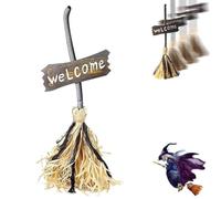Floating Witch's Broom - Haunted Dancing Broomstick, Tall Animated Light-Up Moving Decor with Spooky Sounds, Flying Witch Halloween Decor for Indoor/Outdoor Porch & Party (1, A)