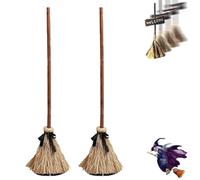 Floating Witch's Broom - Haunted Dancing Broomstick, Tall Animated Light-Up Moving Decor with Spooky Sounds, Flying Witch Halloween Decor for Indoor/Outdoor Porch & Party (2, B)