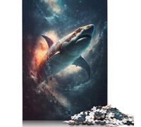 Floating with Space Sharks Jigsaw Puzzles Puzzle for Adults Kids. 1000 Piece Impossible Challenge Toy Educational Games Home Decoration for Adults& Kids Age 14 Years Up 1000pcs (40x28cm)