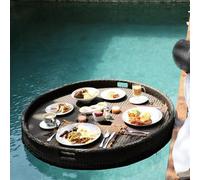 Floating Woven Tray for Swimming Pool and Spa - Perfect for Leisure and Relaxation, Holds Essentials at Parties and Sandbars
