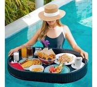 Floating Woven Tray for Swimming Pool and Spa - Perfect for Leisure and Relaxation, Holds Essentials at Parties and Sandbars