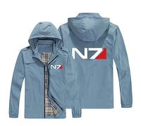 FLOATING Zipped Fishing Hoodie N.7, Breathable Hooded Sweat Jacket, Durable G.ym Wear for Jogging Work Out-Blue||S