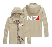 FLOATING Zipped Fishing Hoodie N.7, Breathable Hooded Sweat Jacket, Durable G.ym Wear for Jogging Work Out-Khaki||S