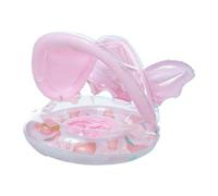 Floats for Kids, Inflatable Water Play Ring | with Detachable Sun Protection Canopy Thicken Anti-Tip Seat Kid Pool Float - for Aged 3-48 Months Boys Girls Indoor Beach Backyard Bathtub