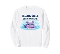 Floats Well With Others Funny Hippo Kids Boys Girls Sweatshirt
