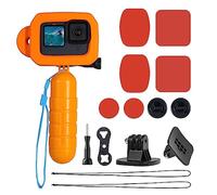 Floaty Case for GoPro Hero 13/12/11/10/9 Underwater Protective Housing | Soft Buoyant Camera Cage with Floating Handle Grip & Adhesive Sticky Mounts, Anti-sink Camera Frame for Snorkeling Surfing